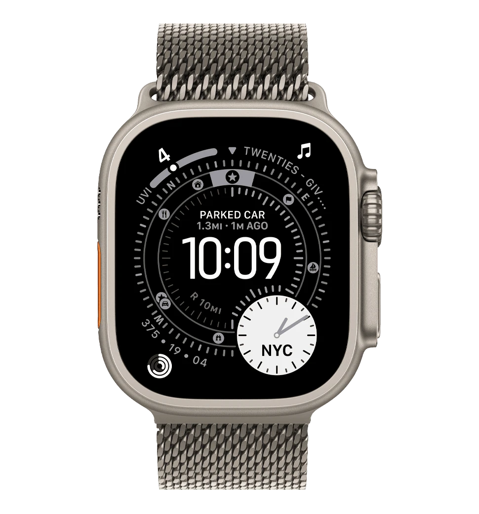 Apple Watch Ultra 3 GPS + Cellular 49mm Natural Titanium Case with Natural Titanium Milanese Loop - Large (MJAA4QI/A)